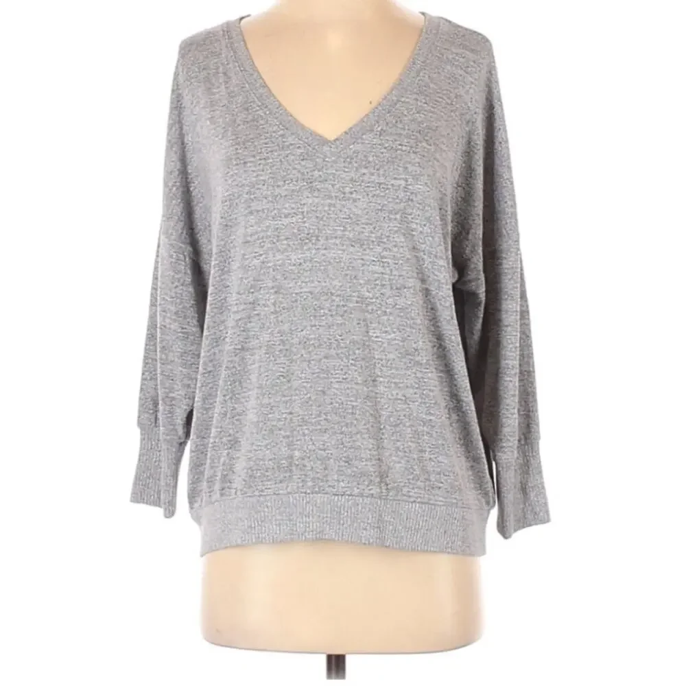 Gap V-Neck Lightweight Sweater Gray Small Womens Classic